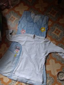 Cute Denim Dress with Flower Appliques