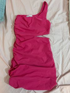 Zara Pink Cutout Ruched Mini Dress