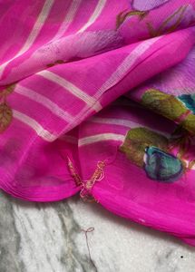 Vibrant Pink Floral Saree