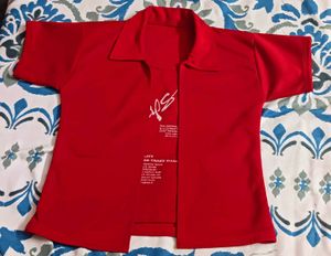 Vibrant Red Graphic Print Top