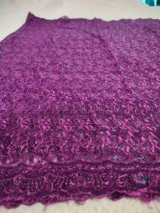 Luxurious Purple Lace Fabric with Sequins