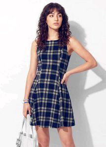 Women Plaid Sleeveless Mini Dress