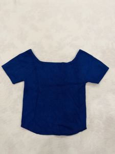 Blue V-Neck crop Top