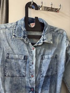 Acid Wash Denim Shirt Dress