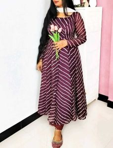 Stylish Purple Striped Anarkali Only Kurta