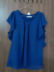 Chic Blue Cap Sleeve Top