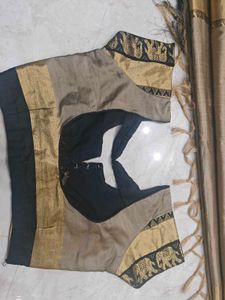 Black &amp; Gold Saree with Blouse