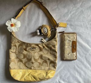 Coach Yellow Hobo Bag and Wallet Set