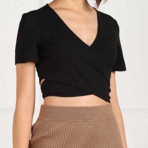 Chic Black Wrap Crop Top