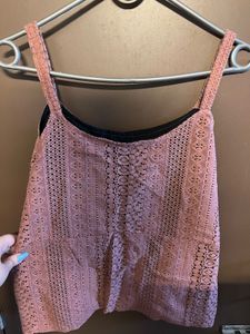 Mauve Crochet Tank Top