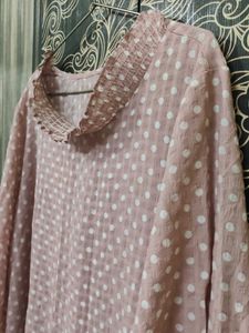 Chic Pink Polka Dot Top with Lace Trim