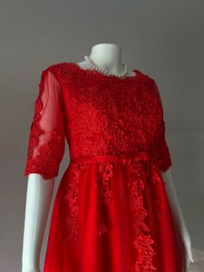 Elegant Red Lace Gown