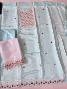 Elegant Sky Blue Embroidered Kurta Set