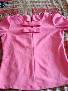 Chic Pink Bow Detail Top