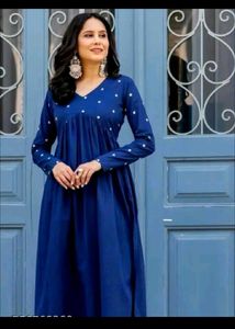 Elegant Blue Polka Dot Kurta