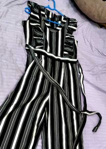 Black And White Striped Jumpsuit 🖤🤍