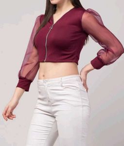 crop top for women maroon silk