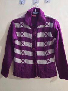 Cozy Purple Striped Cardigan