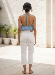 Blue Chambray Halter Neck Top