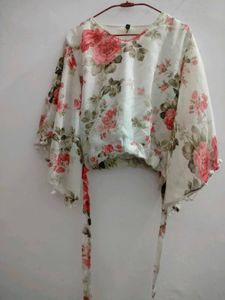 Floral Print Blouse with Bell Sleeves