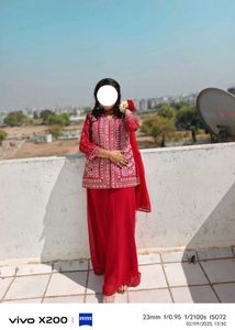 Elegant Red Kurta Set with Embellishments
