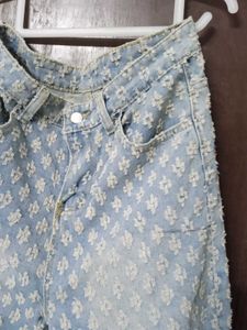 Textured Light Wash Denim Jeans
