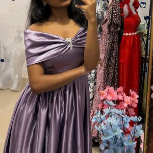 Elegant Lavender Off-Shoulder Gown