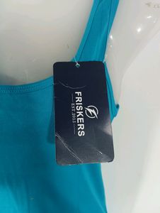 Blue Plain Casual Tank Top (Women)