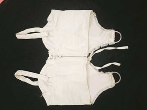 Cream Lace-Up Corset Top