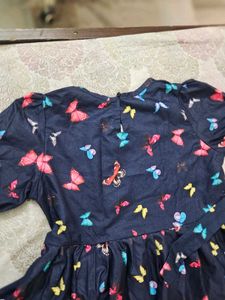 Navy Butterfly Print Dress