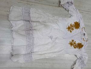 Embroidered White Rayon tumic
