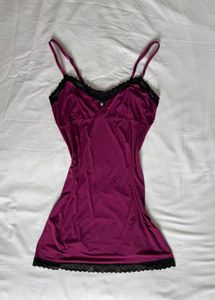 Plum Lace Trim Slipdress