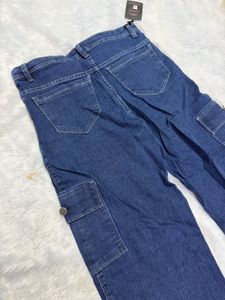 Stylish Blue Denim Cargo Jeans
