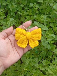 Crochet Bow Keychain Charm