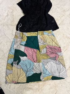 Boho Chic Leaf Print Mini Skirt