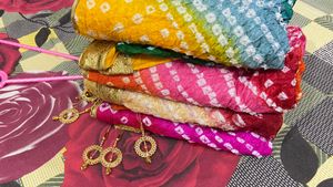 Art silk bandhej dupatta in multi colour ..only 3pcs available
