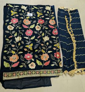 Semi Stitched Suit Sequin And Embroidery Work