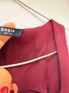 Shein Maroon Sleeveless Button-Up Dress