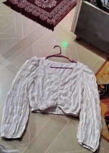Chic White Ruched Crop Top