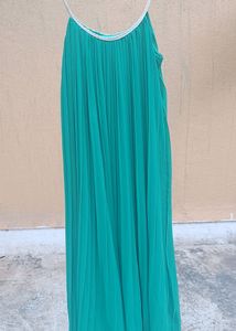 Strappy Grecian Blue-Green Pleated Gown