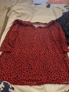 Stylish Red Leopard Print Top