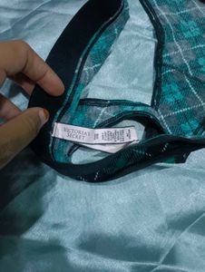 Victoria's Secret Rhinestone Green Plaid Thong