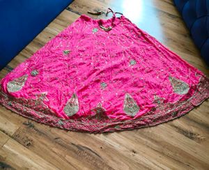 Vibrant Pink dabka/zardozi handwork skirt