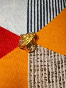 Gold-tone stone ring