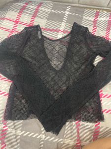 Bershka mesh embellished top
