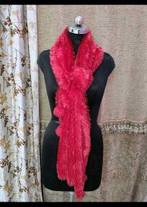 Stylish Red Faux Fur Scarf