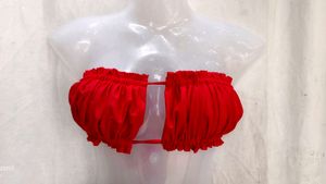 Vibrant Red Ruffled Bikini Top