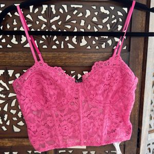 Zara Brand New Celeb Style Lace Correct Crop Top