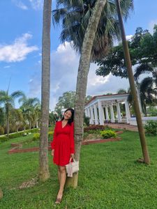 Vibrant Red Textured Mini Dress