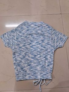 Blue Patterned Crop Top
